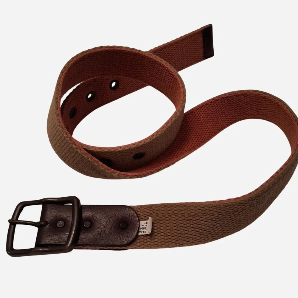 Mens Womens 2013 American Eagle canvas rust orange and khaki reversible belt